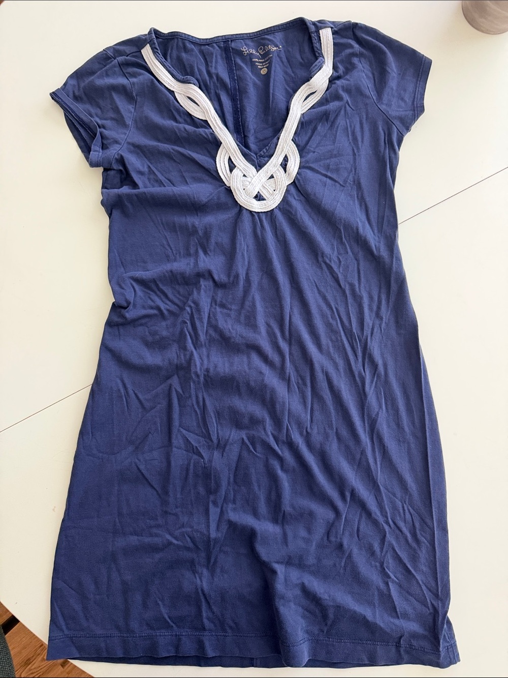 Lilly Pulitzer Navy Blue Mini Dress with White Rope Trim